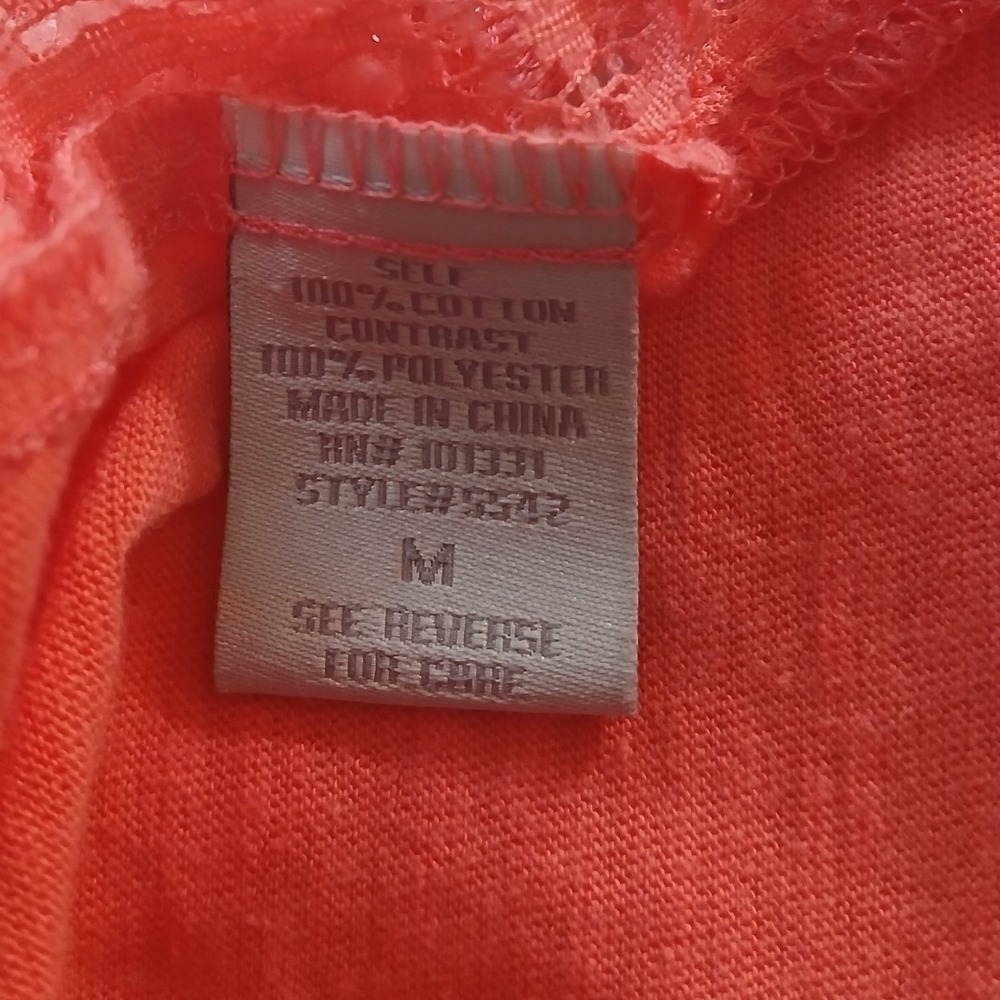 Charlotte Russe Coral Lace Tie Front Tank Top Glitter Mesh Size Juniors Medium - Picture 8 of 10